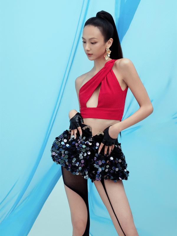 LaCharme – Metallic Fabric Crop Top